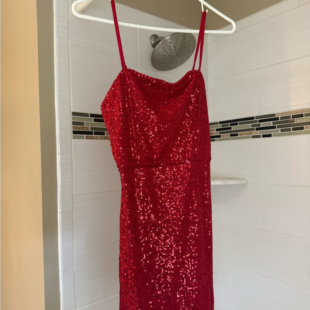 Red Sequin Mini Dress